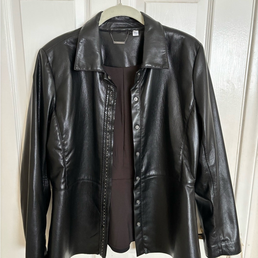 Chicos Faux Leather Black Jacket